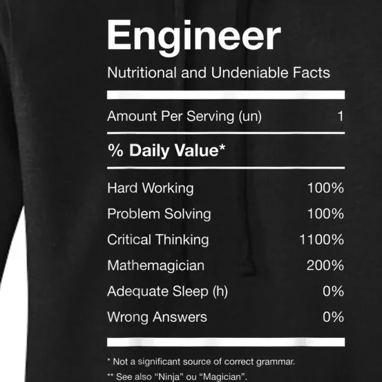 Engineer Nutrition Nutritional Facts Funny Women's Pullover Hoodie