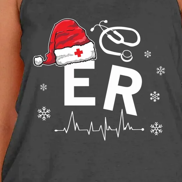 Er Nurse Nursing Santa Hat Christmas Xmas Pajamas Great Gift Women's Knotted Racerback Tank