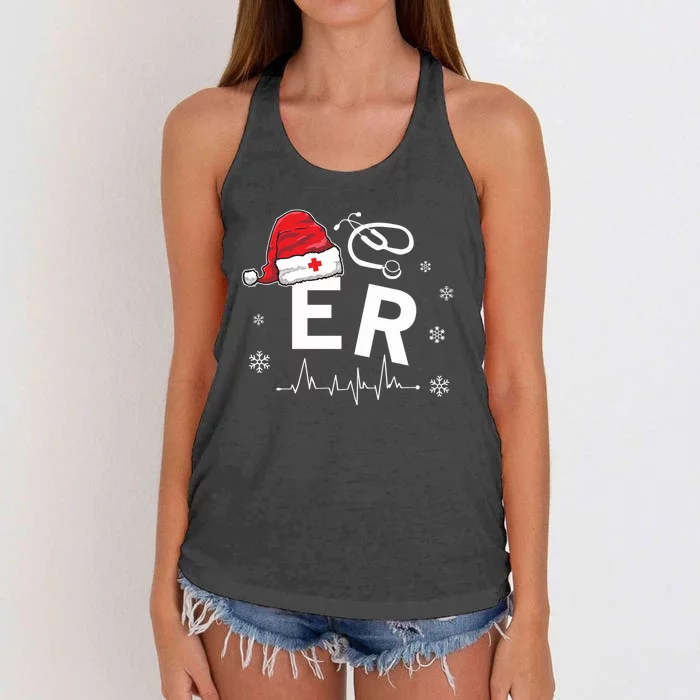 Er Nurse Nursing Santa Hat Christmas Xmas Pajamas Great Gift Women's Knotted Racerback Tank