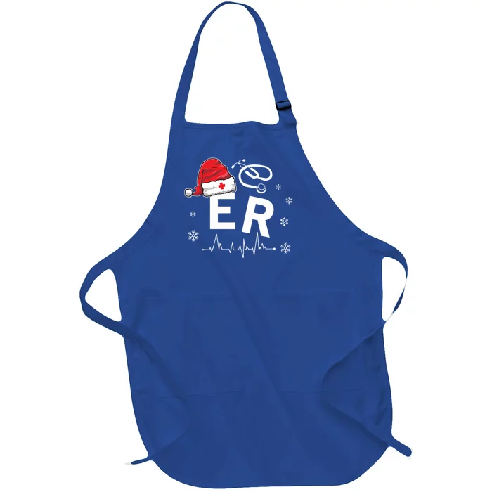 Er Nurse Nursing Santa Hat Christmas Xmas Pajamas Great Gift Full-Length Apron With Pocket