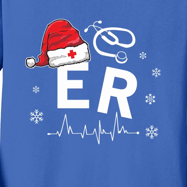 Er Nurse Nursing Santa Hat Christmas Xmas Pajamas Great Gift Kids Long Sleeve Shirt