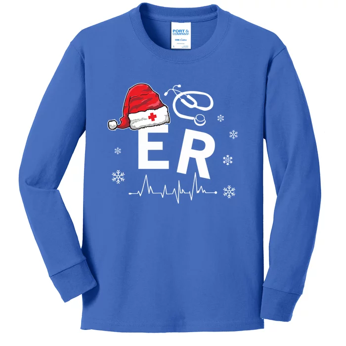 Er Nurse Nursing Santa Hat Christmas Xmas Pajamas Great Gift Kids Long Sleeve Shirt