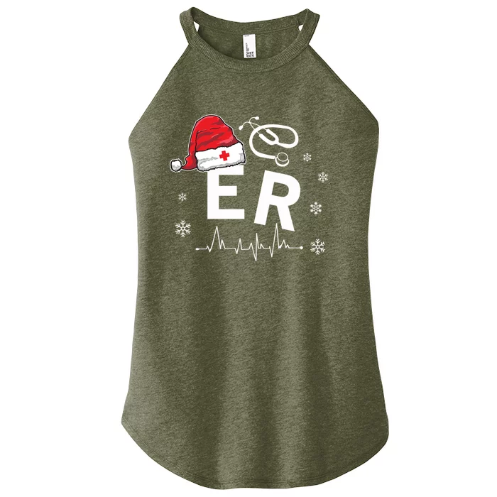 Er Nurse Nursing Santa Hat Christmas Xmas Pajamas Great Gift Women’s Perfect Tri Rocker Tank