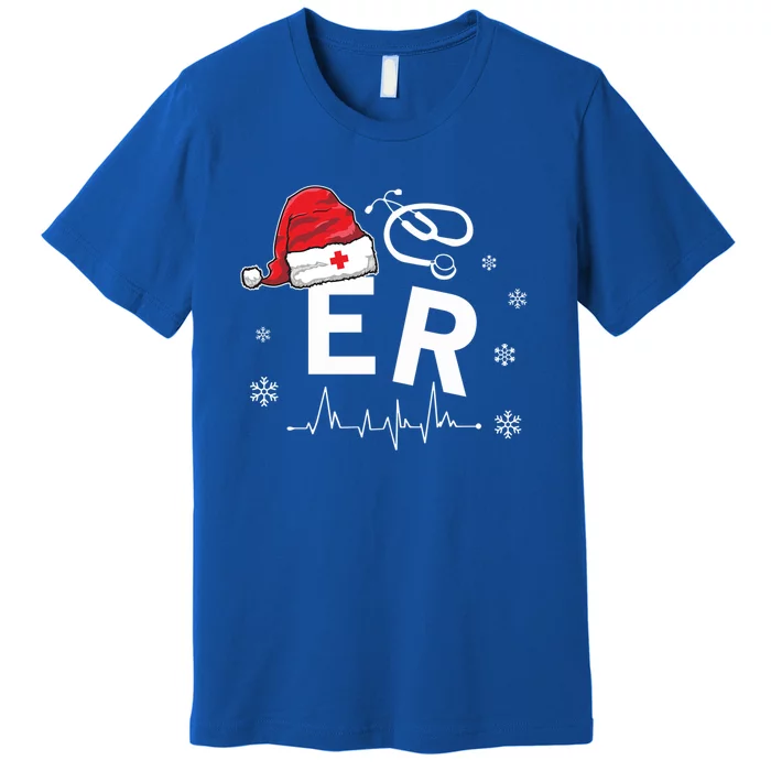 Er Nurse Nursing Santa Hat Christmas Xmas Pajamas Gift Premium T-Shirt