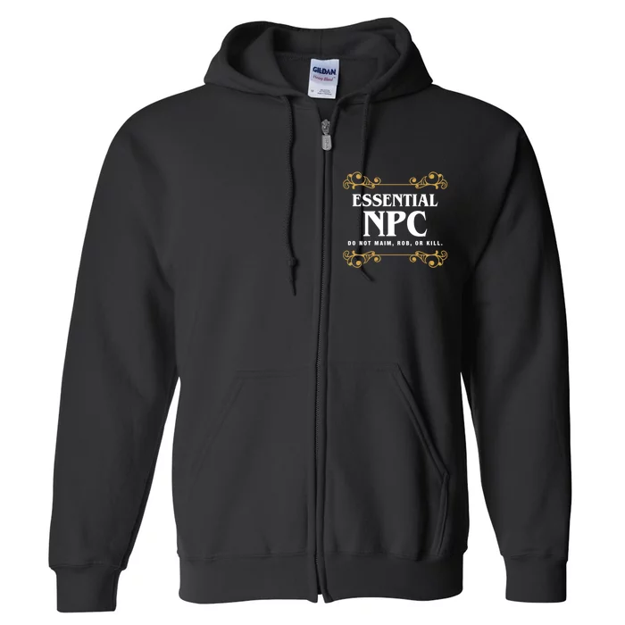 Essential Npc Non Playable Character Gaming Full Zip Hoodie