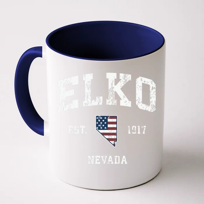 Elko Nevada Nv Vintage American Flag Sports Design Front & Back Coffee Mug