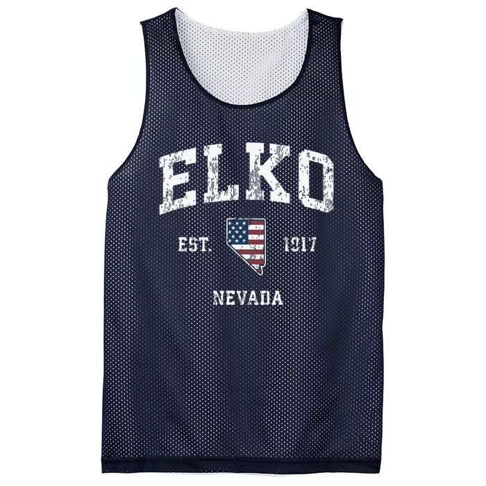 Elko Nevada Nv Vintage American Flag Sports Design Mesh Reversible Basketball Jersey Tank