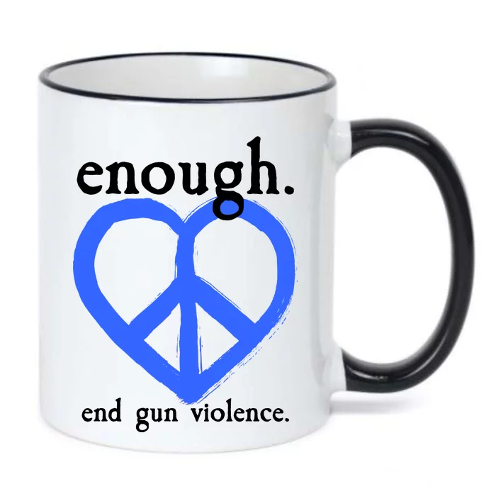 Enough End Gun Violence Heart Peace Sign Protest Black Color Changing Mug