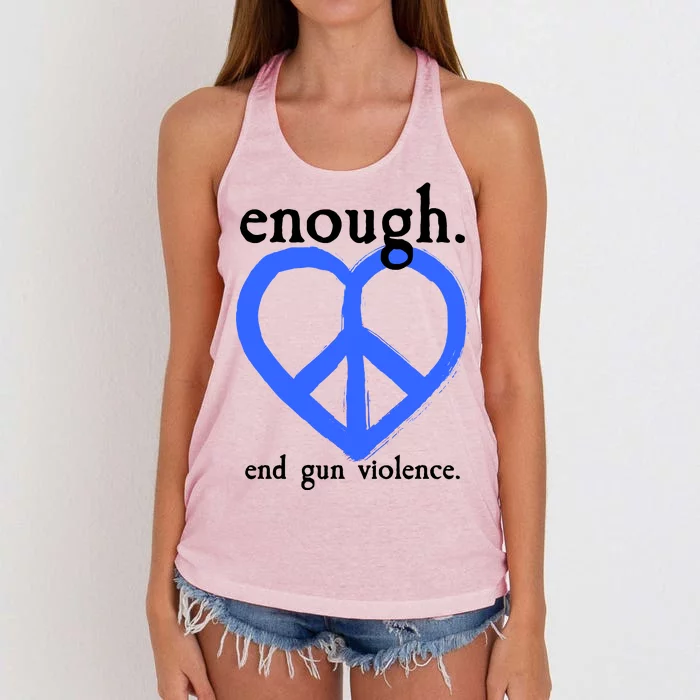 Enough End Gun Violence Heart Peace Sign Protest Women's Knotted Racerback Tank