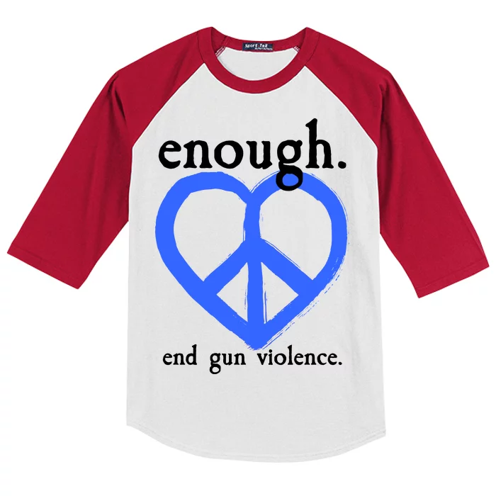 Enough End Gun Violence Heart Peace Sign Protest Kids Colorblock Raglan Jersey