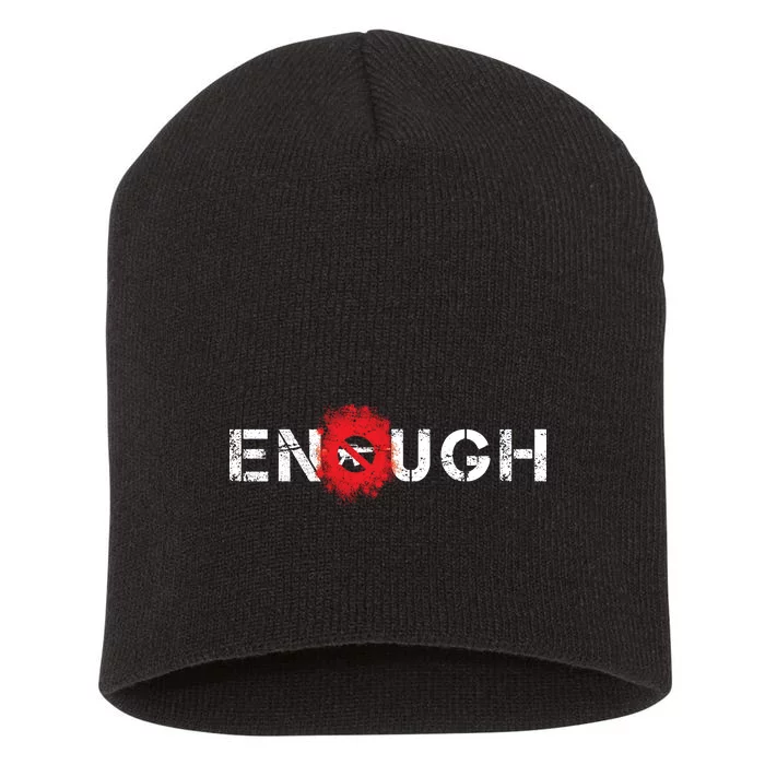 Enough End Gun Violence Splatter Protest Short Acrylic Beanie