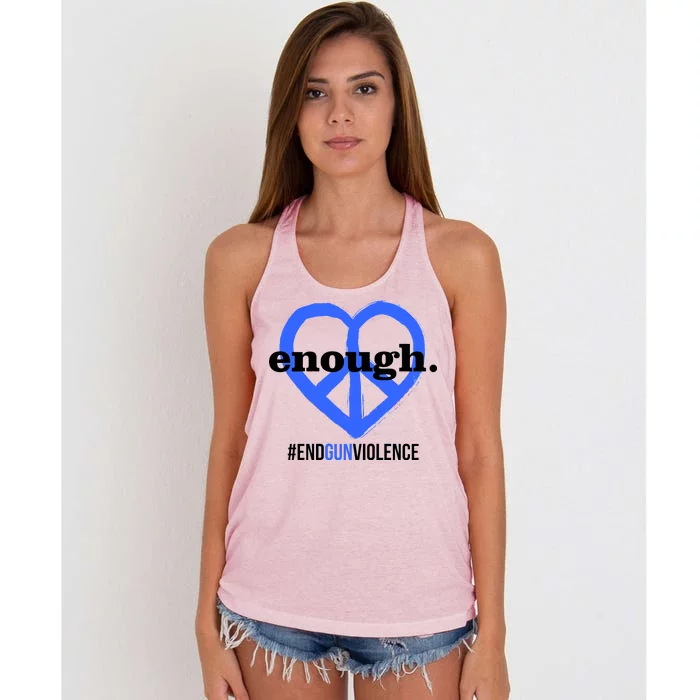 Enough Heart Peace Sign #ENDGUNVIOLENCE Women's Knotted Racerback Tank