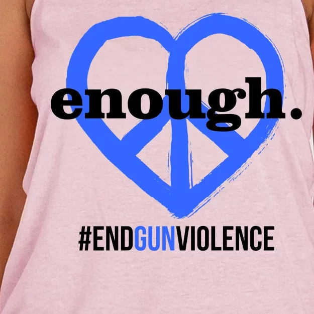 Enough Heart Peace Sign #ENDGUNVIOLENCE Women's Knotted Racerback Tank