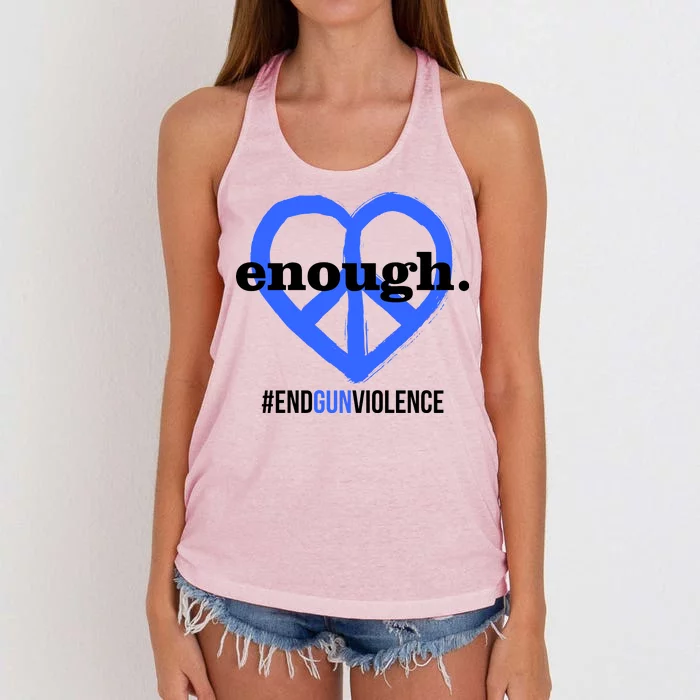 Enough Heart Peace Sign #ENDGUNVIOLENCE Women's Knotted Racerback Tank