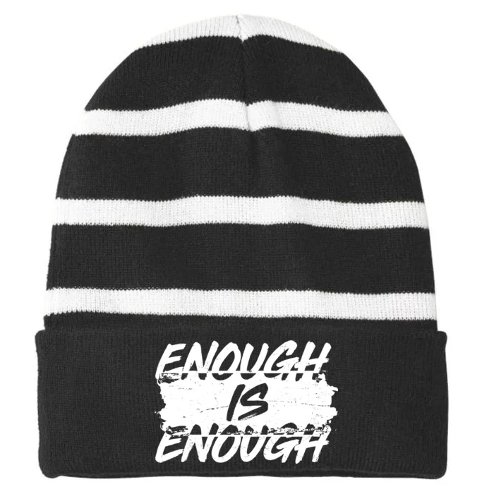 Enough Is Enough Black Lives Matter Protest Striped Beanie with Solid Band