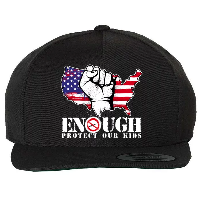 ENOUGH Protect Our Kids Stop Gun Violence Wool Snapback Cap