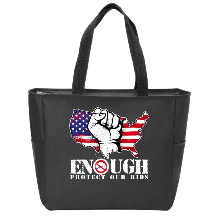 ENOUGH Protect Our Kids Stop Gun Violence Zip Tote Bag