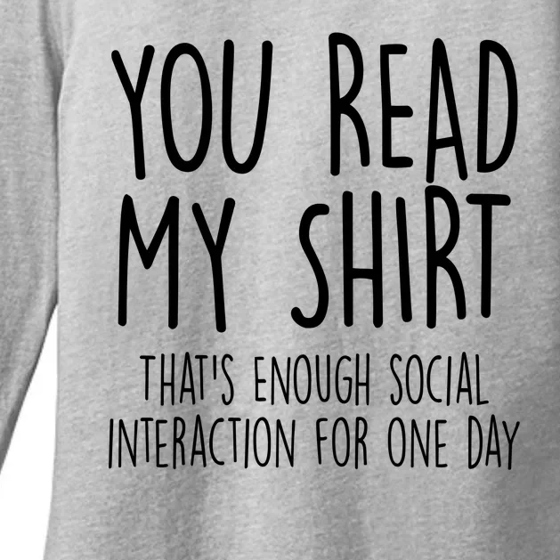 Enough Social Interaction Funny Womens CVC Long Sleeve Shirt