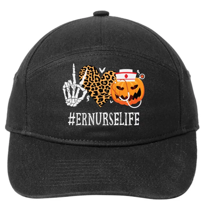 Er Nurse Peace Love Pumpkin Funny Halloween Leopard 7-Panel Snapback Hat