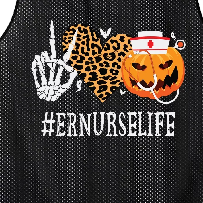 Er Nurse Peace Love Pumpkin Funny Halloween Leopard Mesh Reversible Basketball Jersey Tank