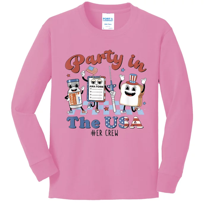 ER Nurse Party In The USA Emergency Room Crew Kids Long Sleeve Shirt