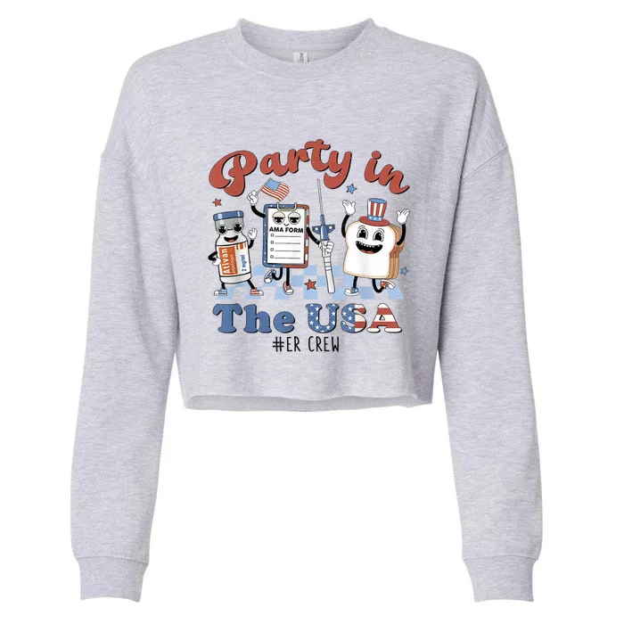 ER Nurse Party In The USA Emergency Room Crew Cropped Pullover Crew