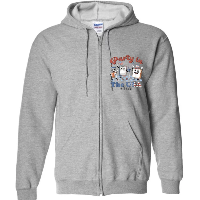 ER Nurse Party In The USA Emergency Room Crew Full Zip Hoodie