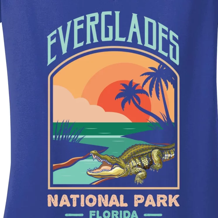 Everglades National Park Us Crocodile Florida Alligators Gift Women's V-Neck T-Shirt