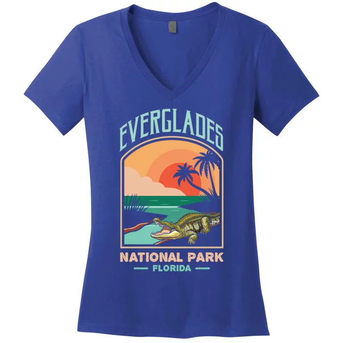 Everglades National Park Us Crocodile Florida Alligators Gift Women's V-Neck T-Shirt