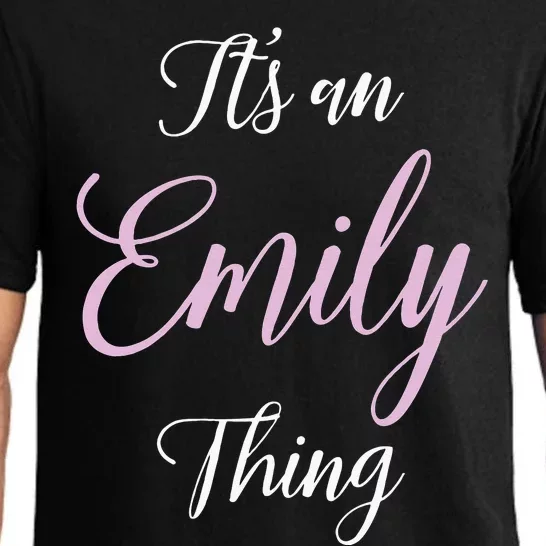 Emily Name Personalized Women Girl Pink Black Cute Pajama Set