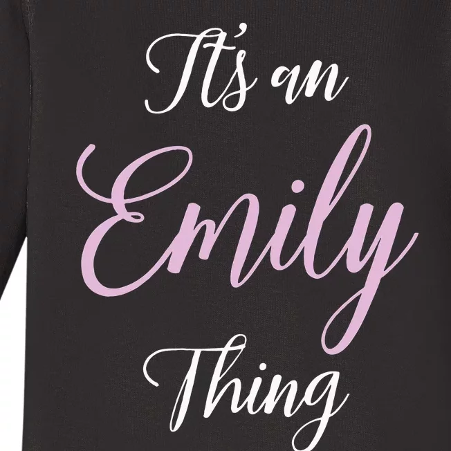 Emily Name Personalized Women Girl Pink Black Cute Baby Long Sleeve Bodysuit