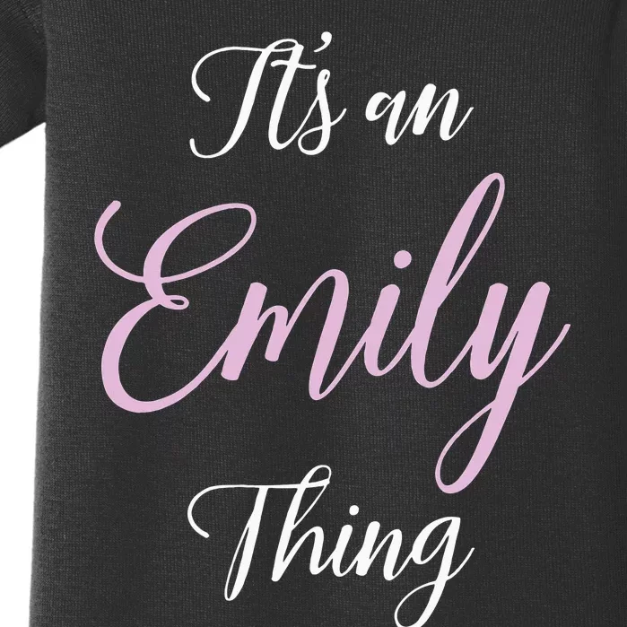 Emily Name Personalized Women Girl Pink Black Cute Baby Bodysuit