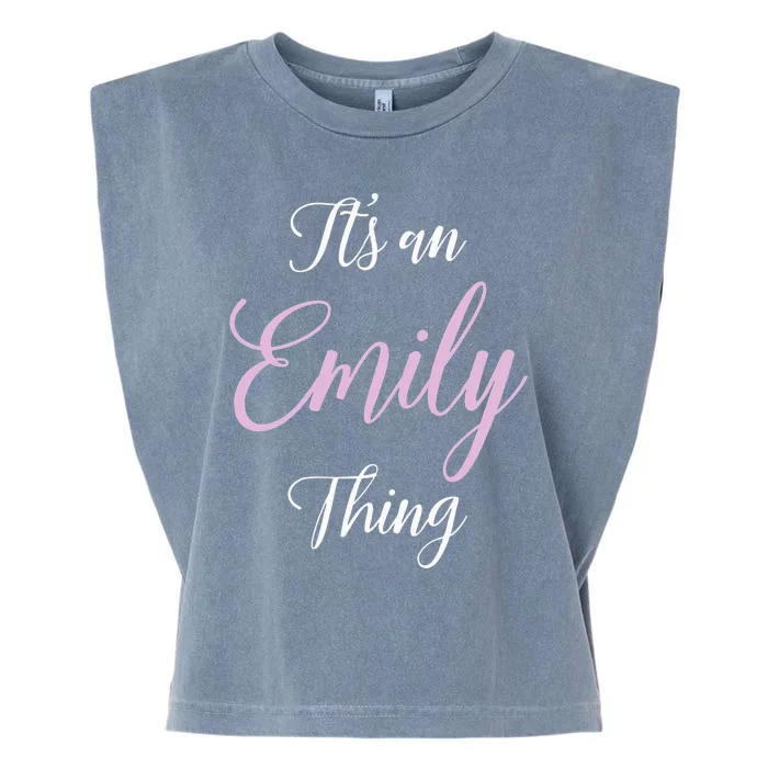 Emily Name Personalized Women Girl Pink Black Cute Garment-Dyed Women's Muscle Tee