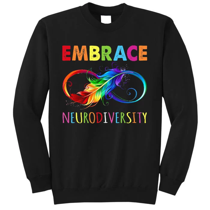 Embrace Neurodiverity Rainbow Infinity Feather Autism Sweatshirt