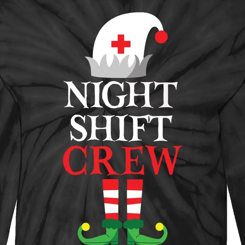 Elf Nursing Shirts Women Christmas Nurse Night Shift Crew Tie-Dye Long Sleeve Shirt