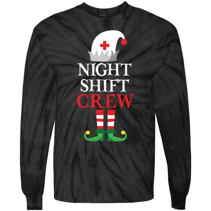 Elf Nursing Shirts Women Christmas Nurse Night Shift Crew Tie-Dye Long Sleeve Shirt