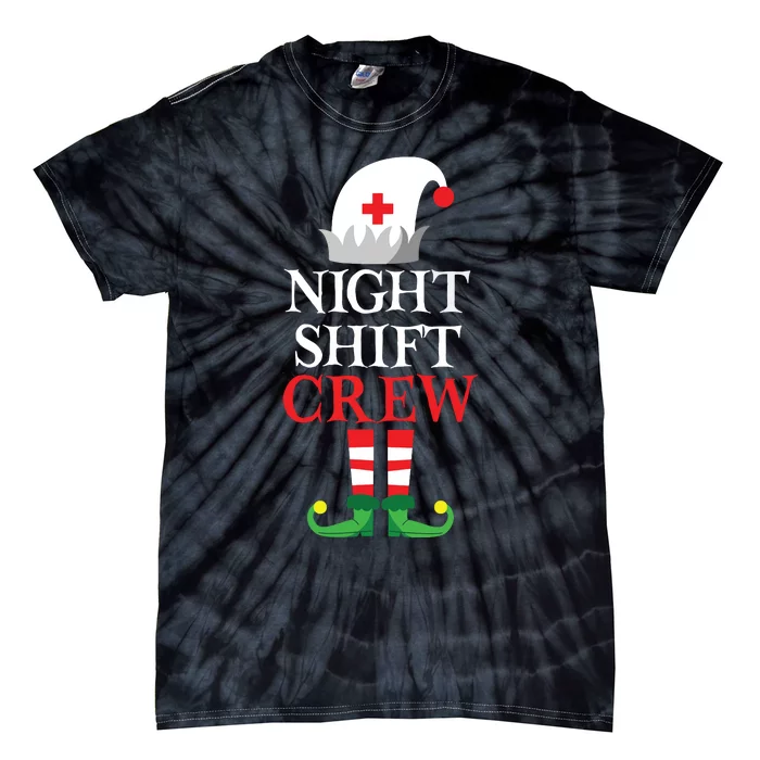 Elf Nursing Shirts Women Christmas Nurse Night Shift Crew Tie-Dye T-Shirt