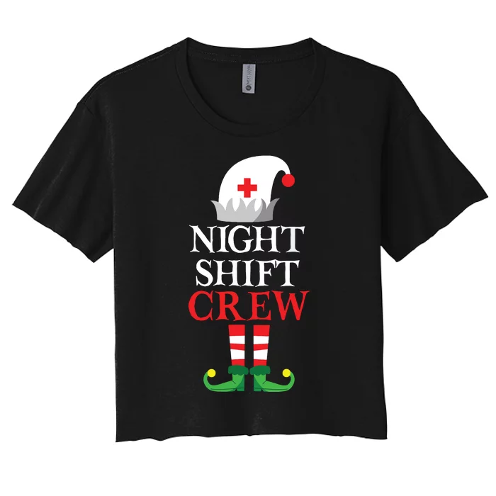 Elf Nursing Shirts Women Christmas Nurse Night Shift Crew Women's Crop Top Tee