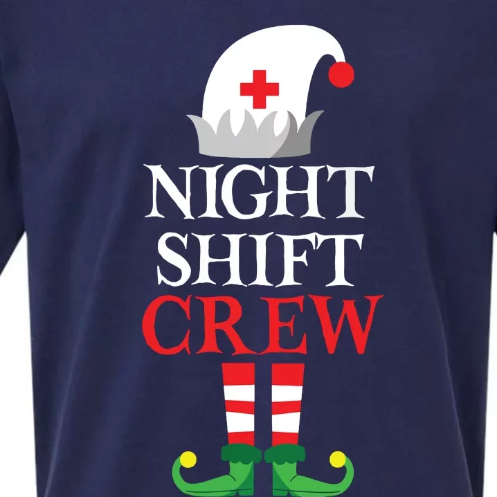 Elf Nursing Shirts Women Christmas Nurse Night Shift Crew Sueded Cloud Jersey T-Shirt