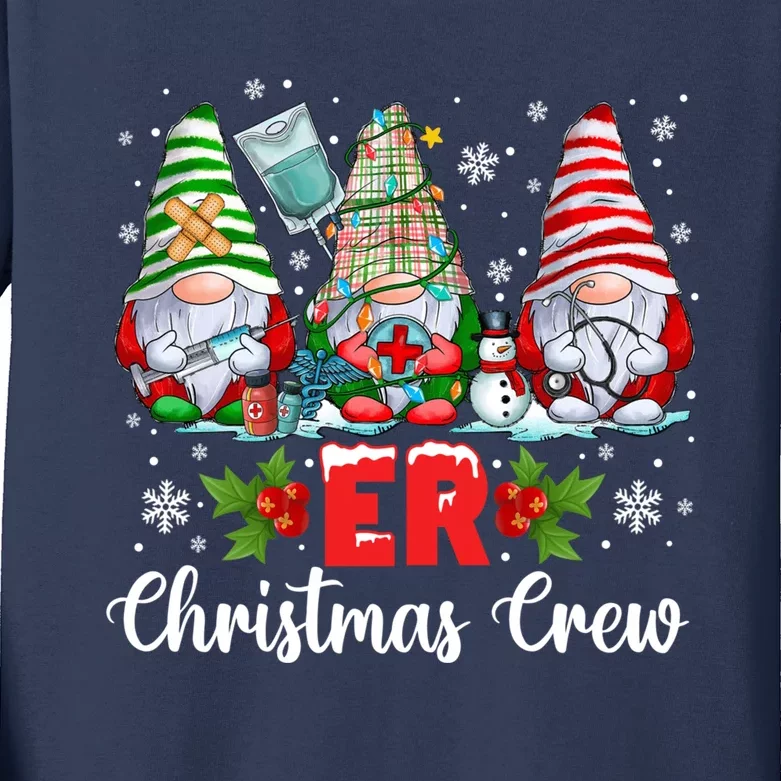 Er Nurse Squad Gnomies Nurse Christmas Gnomes Crew Xmas Kids Long Sleeve Shirt