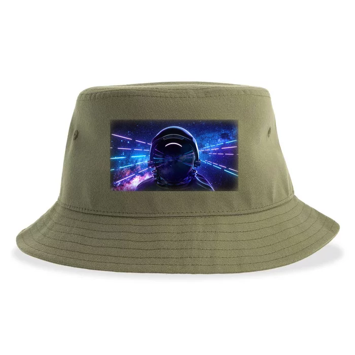 Eighties Neon Space Astronaut Sustainable Bucket Hat