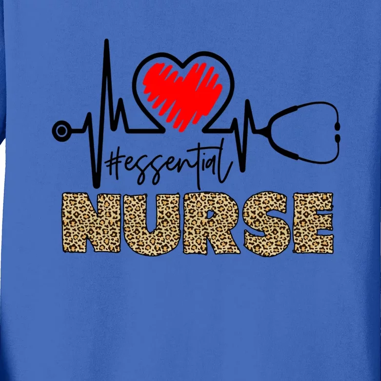 Essential Nurse Stethoscope Heartbeat Valentines Gift Kids Long Sleeve Shirt