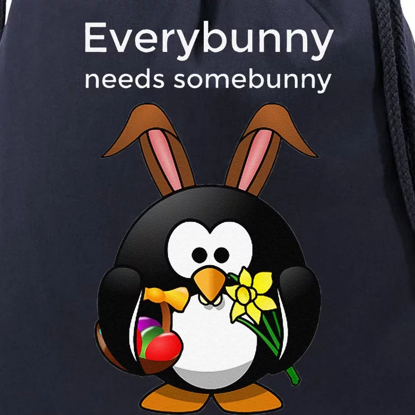 Everybunny Needs Somebunny Penguin Bunny Easter Drawstring Bag