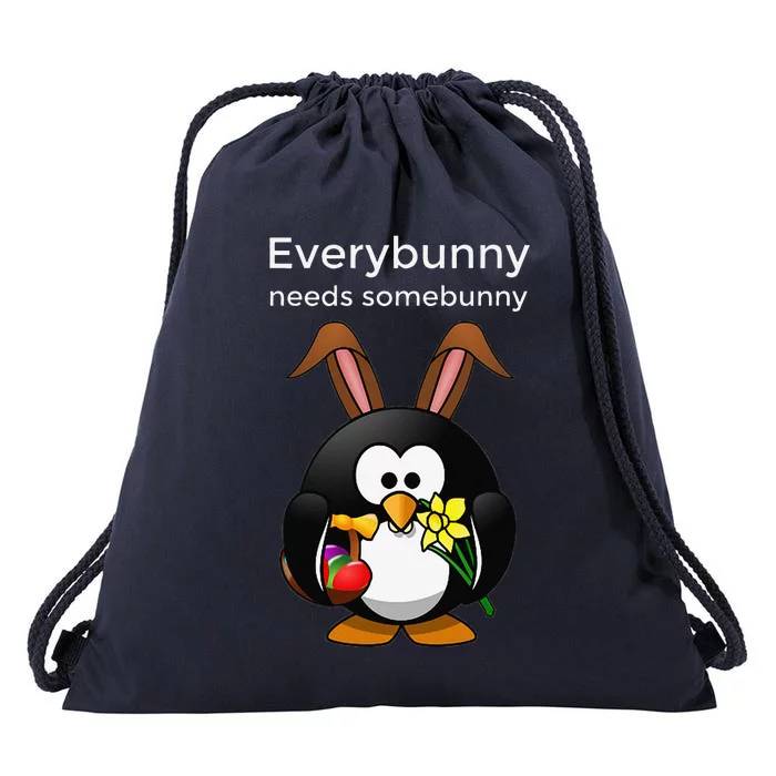 Everybunny Needs Somebunny Penguin Bunny Easter Drawstring Bag