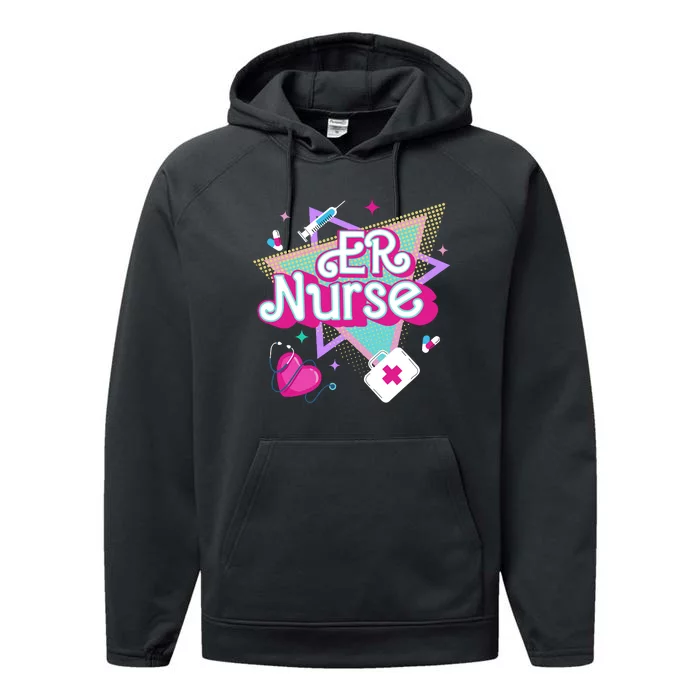 Er Nurse Vintage Ed Emergency Department Nurse Life Wo Performance Fleece Hoodie