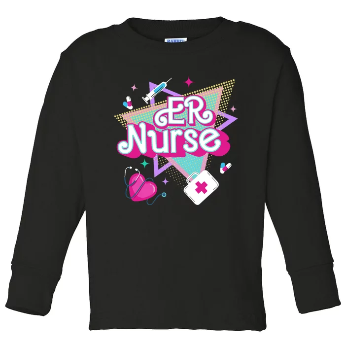 Er Nurse Vintage Ed Emergency Department Nurse Life Wo Toddler Long Sleeve Shirt