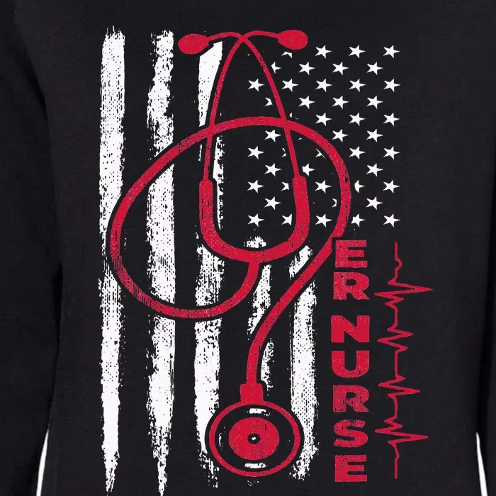 ER Nurse With American Flag Design Womens California Wash Sweatshirt