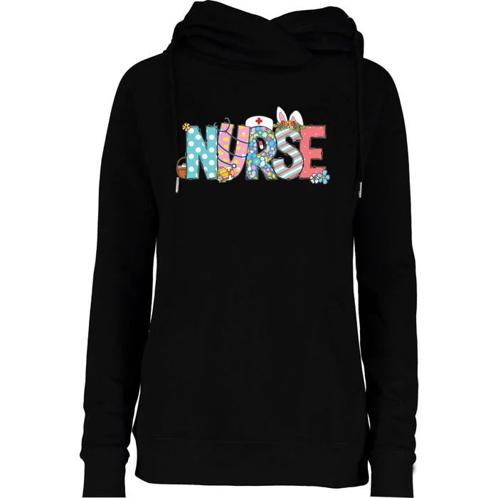 Easter Nurse With Stethoscope And Easter Eggs Nurse Easter Womens Funnel Neck Pullover Hood