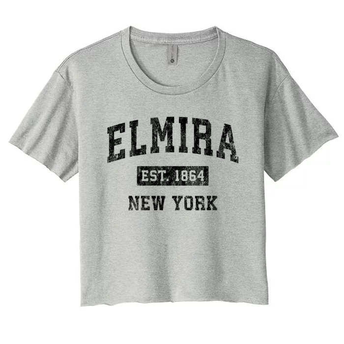 Elmira New York Ny Vintage Sports Women's Crop Top Tee