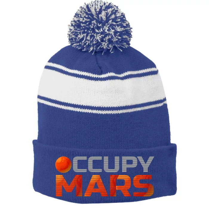 Explorer Occupygiftmars Astronomy Great Gift Stripe Pom Pom Beanie